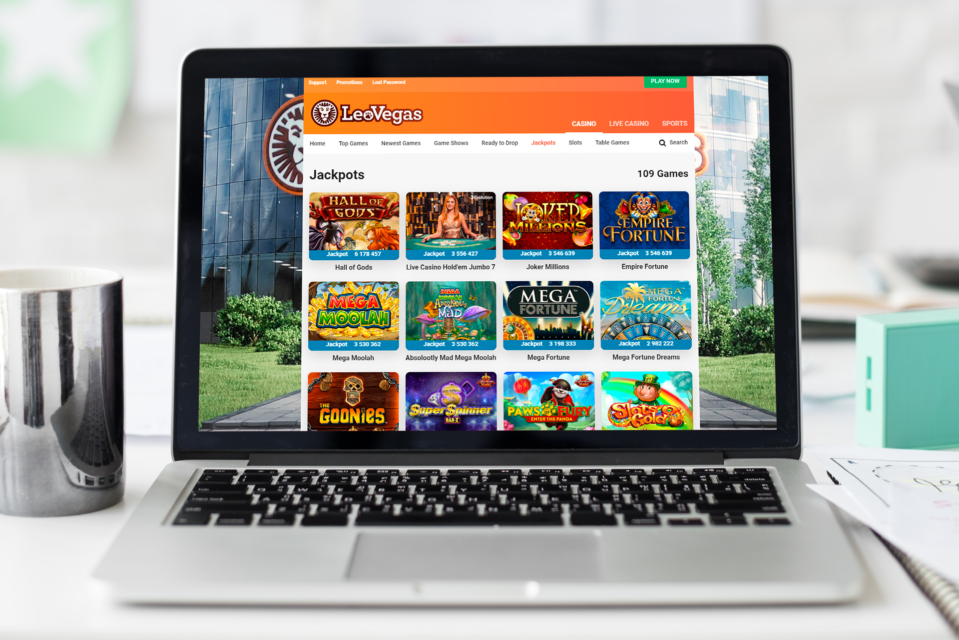 LeoVegas Casino have over 50 jackpot slots.