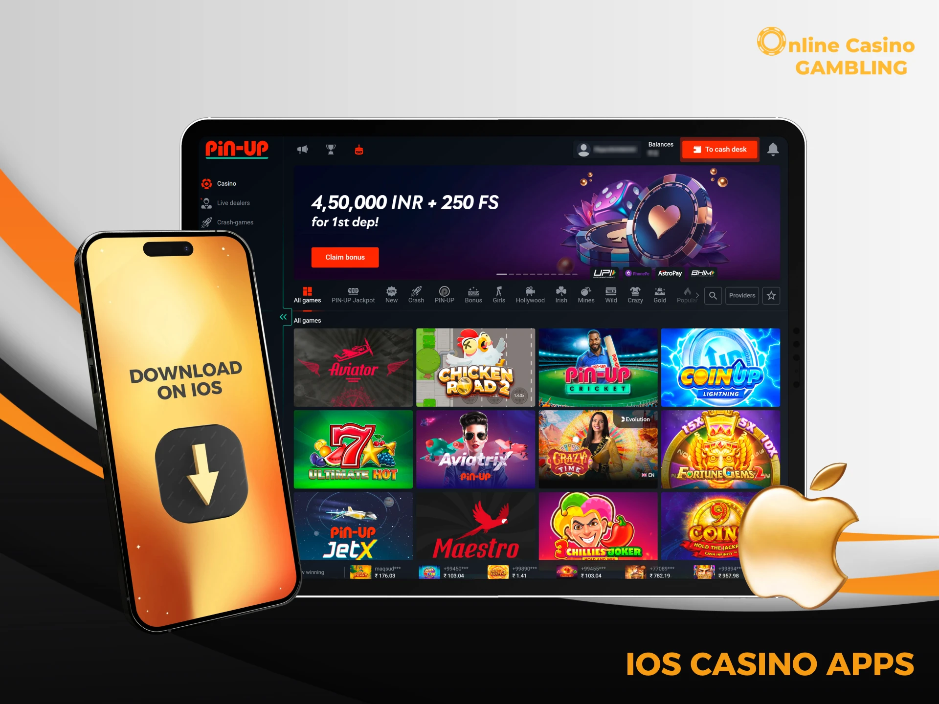 Choose an online casino for iOS.